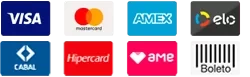 Formas de pagamento aceitas: cartão de crédito, débito, PIX e boleto