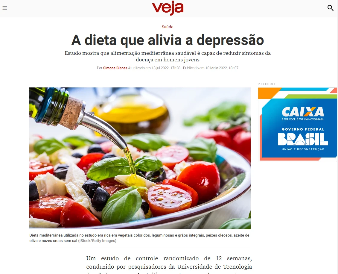 Revista Veja - Dieta mediterrânea que alivia a depressão